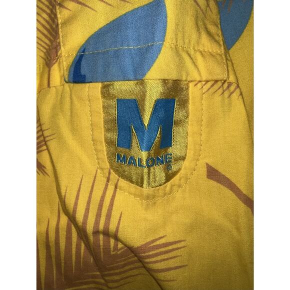 MOJEANS Yellow Blue Floral Tropical Palm Tree Print Button Up Shirt 3XL Vintage - Picture 4 of 15